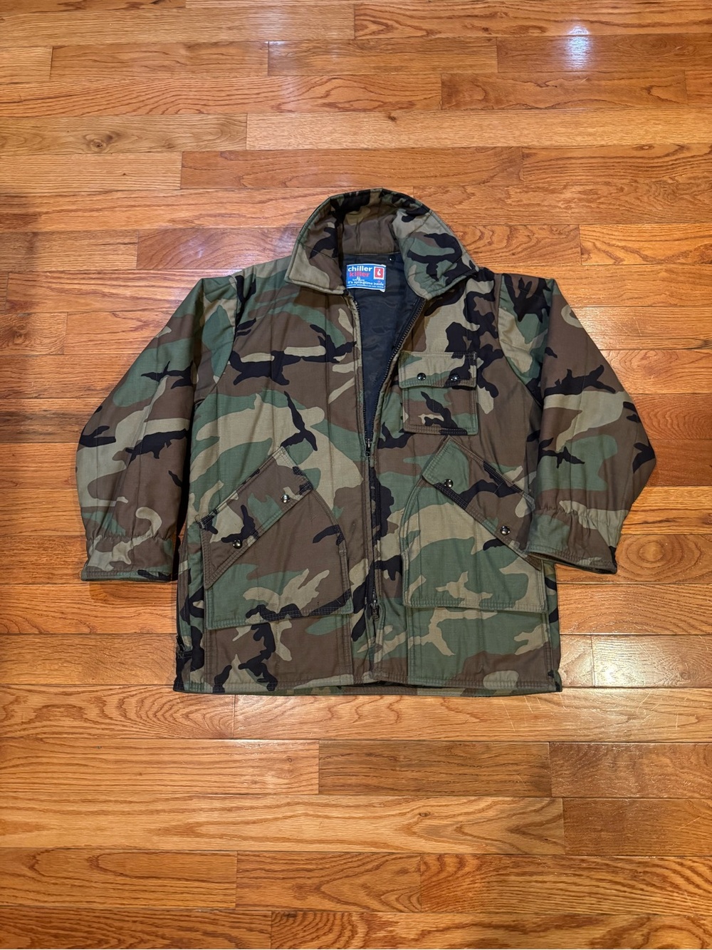 Vintage Chiller Killer Safbak Woodland Camo Hunting Jacket Insulated Medium